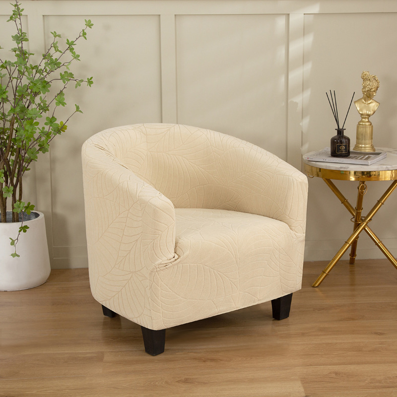 Picture of Cross-border Solid Color Leaf Jacquard Sofa Cover Full-package Semi-circular Cafe Chair Cover Internet Cafe Hotel Sofa Chair Cover