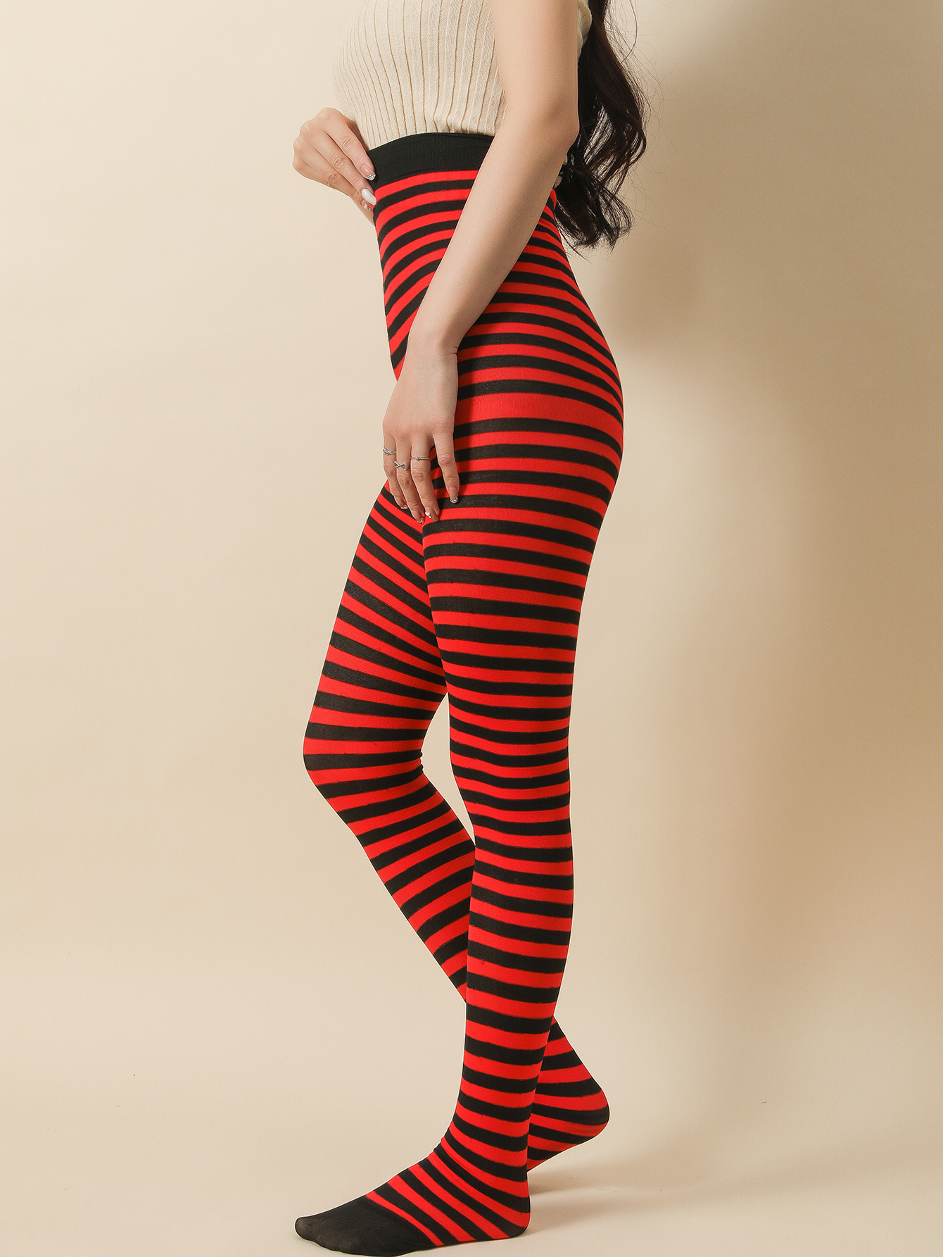 Picture of Halloween Christmas Striped Stockings Party Costume Accessories Over-the-Knee Stockings Striped Pantyhose