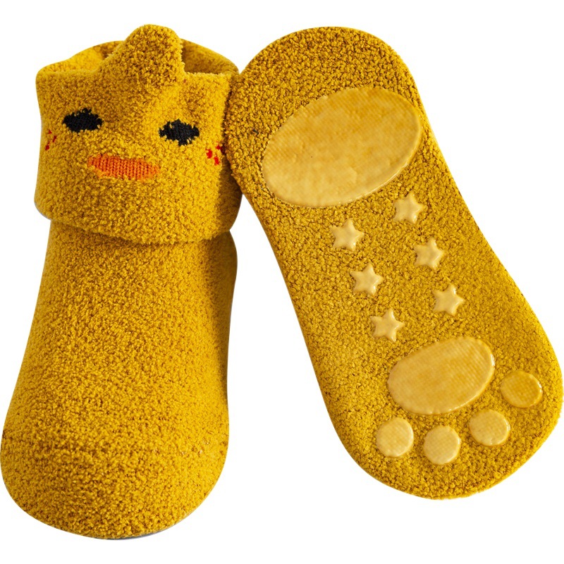 Spring and Autumn Dotted Bottom Men and Women Baby Plus Velvet Thickened Indoor Floor Socks Toddler Socks Infant and Toddler Socks Soft and Plaid