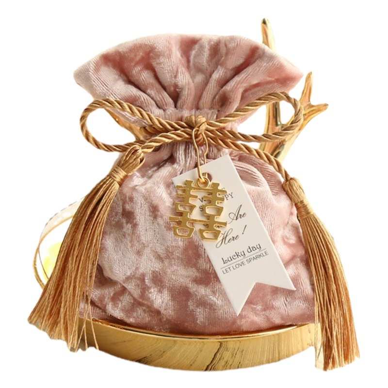 2024 New Wedding Candy Bag Velvet Bag European Wedding Candy Box Cloth Bag Wedding Candy Bag Accompanying Gift Box Gift Packaging
