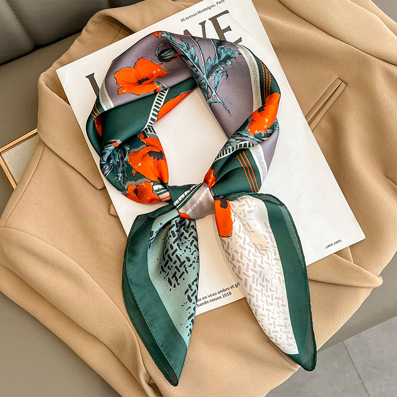 2023 New Spring and Autumn Printed Scarf Women's Fashionable Professional Decorative Scarf Hair Belt Tie Bag Holiday Headscarf Small Scarf