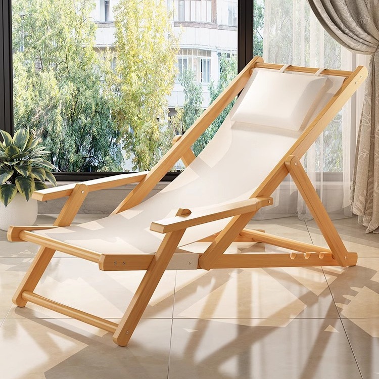 Reclining reclining recliner folding balcony home leisure lunch break chair beach chair outdoor canvas camping chair