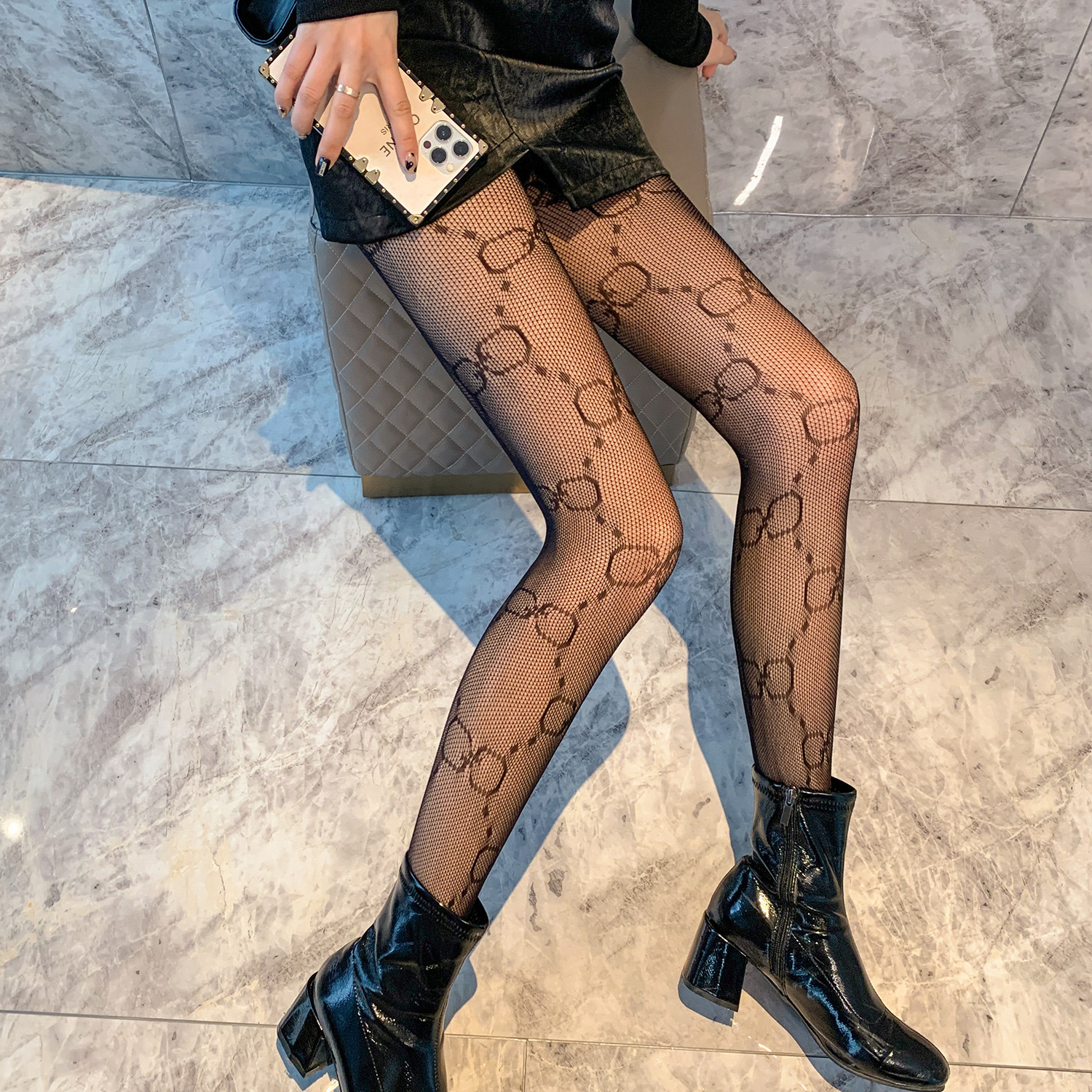 Picture of Internet Celebrating Halloween Nets Skull Spider Web Hollow Fishnet Stockings Pure White Silk Stockings Sexy Black Silk