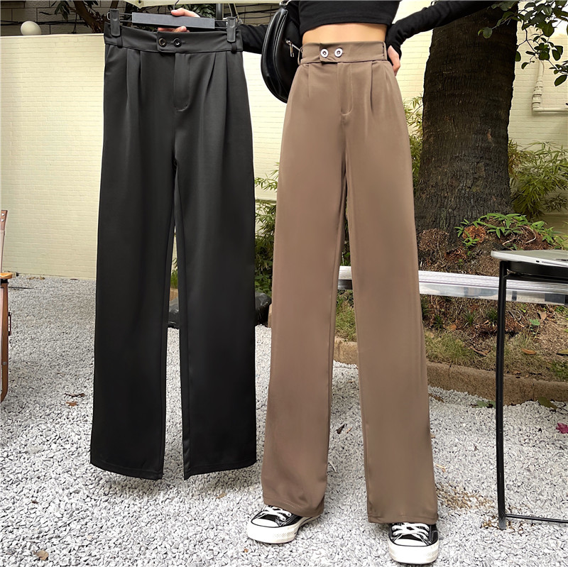 Picture of Wide leg pants women's 2023 autumn new Korean version of high waist drape suit pants retro student casual pants women's wholesale
