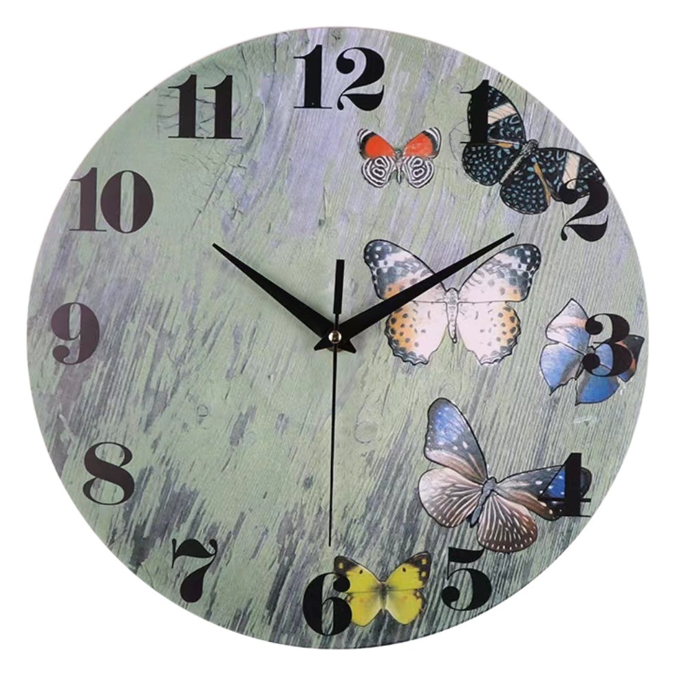 Frameless Butterfly Animal Wall Clock Density Board Clock Living Room Dining Room Decorative Clock Sweep Second Silent Clock