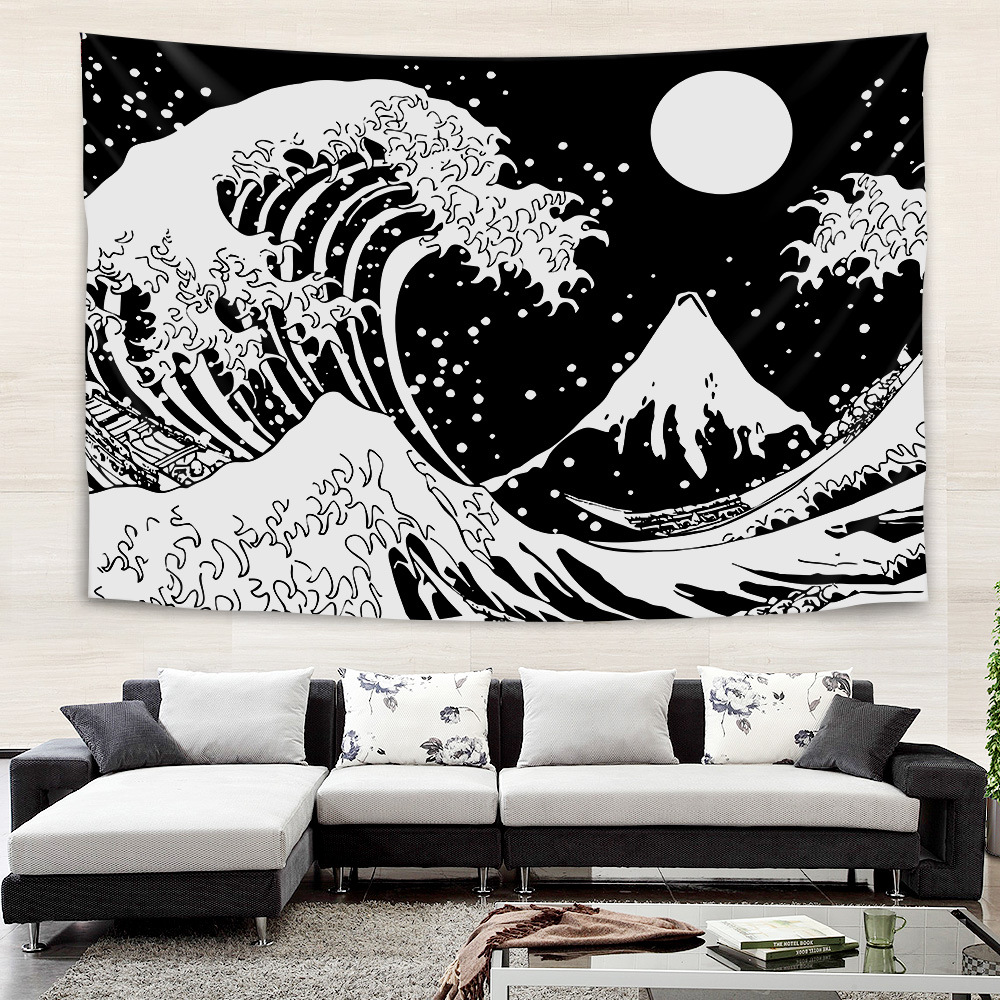 Picture of Internet Celebrity Background Cloth Ins Style Ukiyo-e Wall Cloth Tapestry Bedroom Room Decoration Background Wall Bedside Hanging Cloth