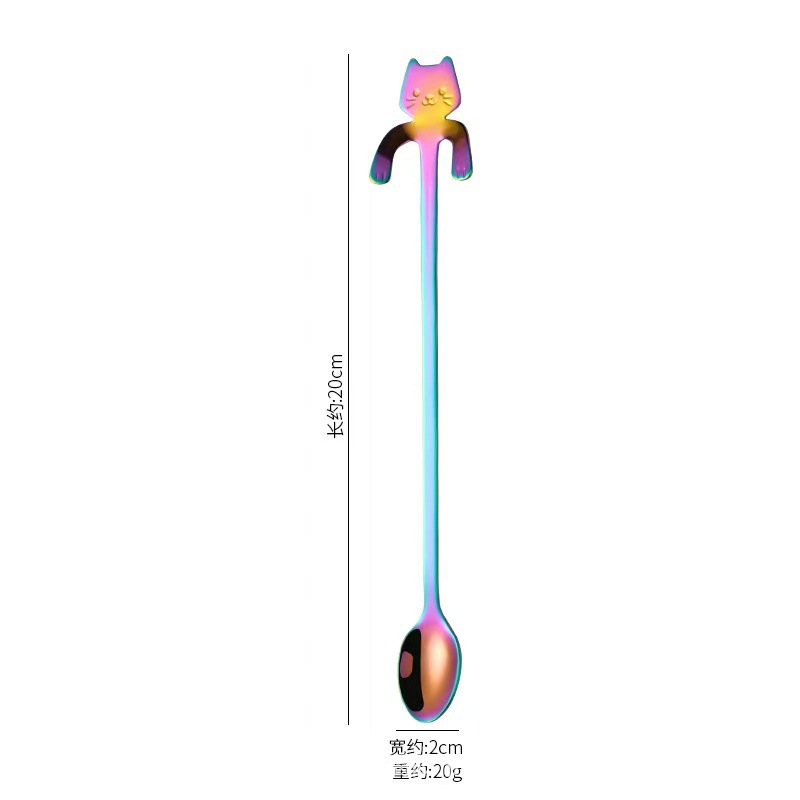 Picture of 304 stainless steel cat spoon creative cartoon hanging side spoon cute coffee spoon gold plated mixing spoon plus logo