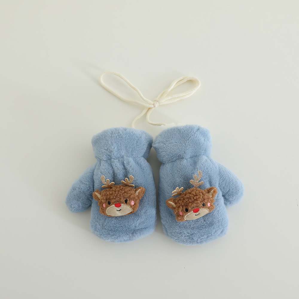 Picture of Children's Gloves Winter fleece-lined Thickened Warm Boys' and Girls' Cute Super Cute Neck Baby Finger Christmas Autumn and Winter