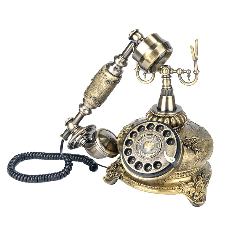 Picture of Telephone European Retro Style Home Antique Landline Old-Fashioned Telephone Office Antique American-Style Rotary Dial Telephone