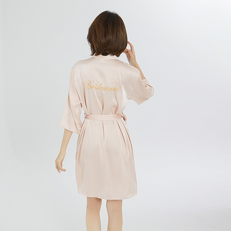 Picture of bride Gown morning Gown Lady nightgown wedding makeup bridesmaid group wedding kimono imitation silk satin bathrobe