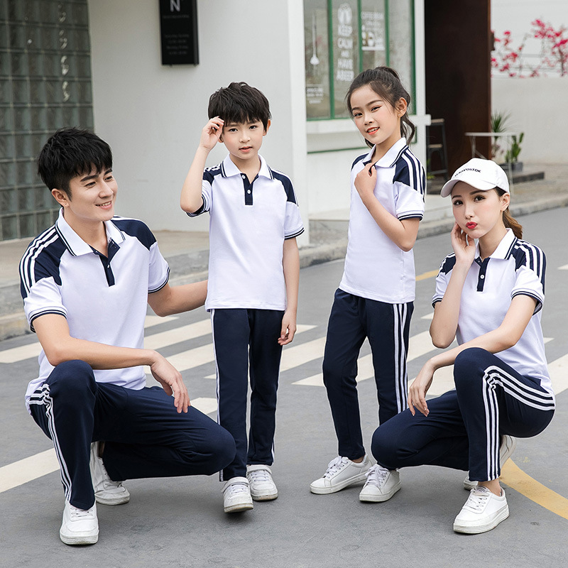2021 New Summer Junior High School High School Short-sleeved Trousers School Uniform Suit Parent-child Suit Class Suit Sports Suit
