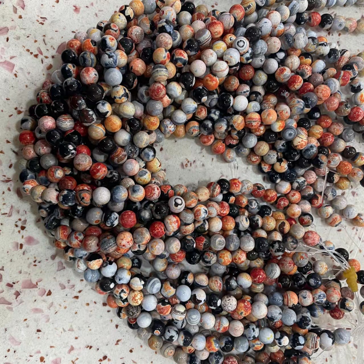 Picture of Douyin Hot Selling Natural Red Fire Agate Beads Loose Beads Agate Stone DIY Handmade Semi-Finished Bracelet Necklace
