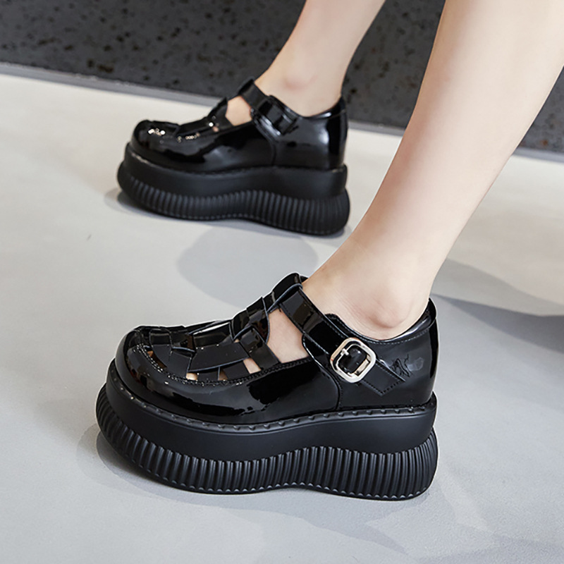 Roman Sandals for Women Summer 2025 New Thick-Soled Heightening Fashion Versatile Toe-Toe Loafers Small Leather Shoes for Outer Wear