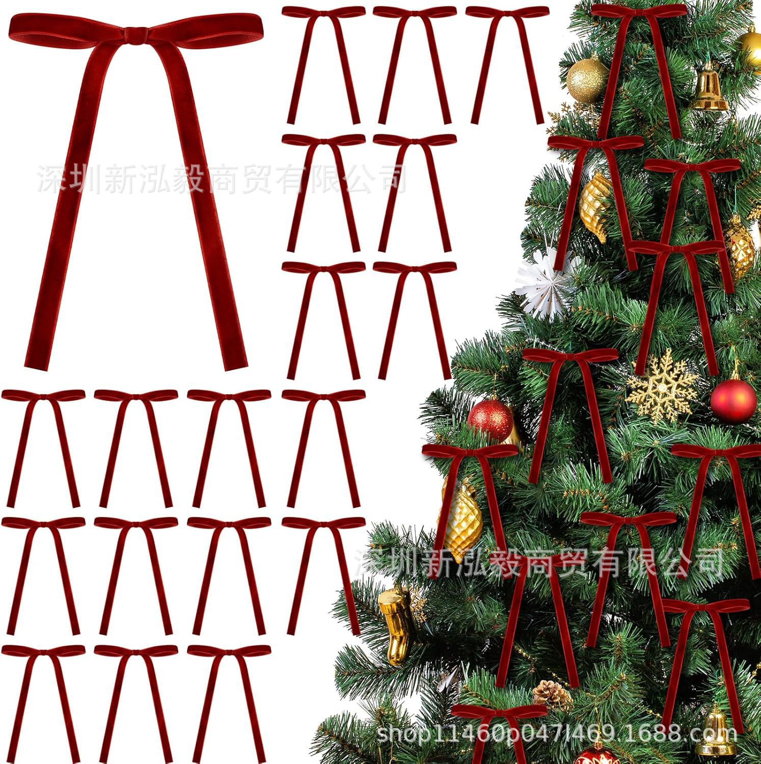 Hongyi Ribbon Christmas Bow Handmade Christmas Ornaments Christmas Tree Decoration Handmade DIY Small Bow