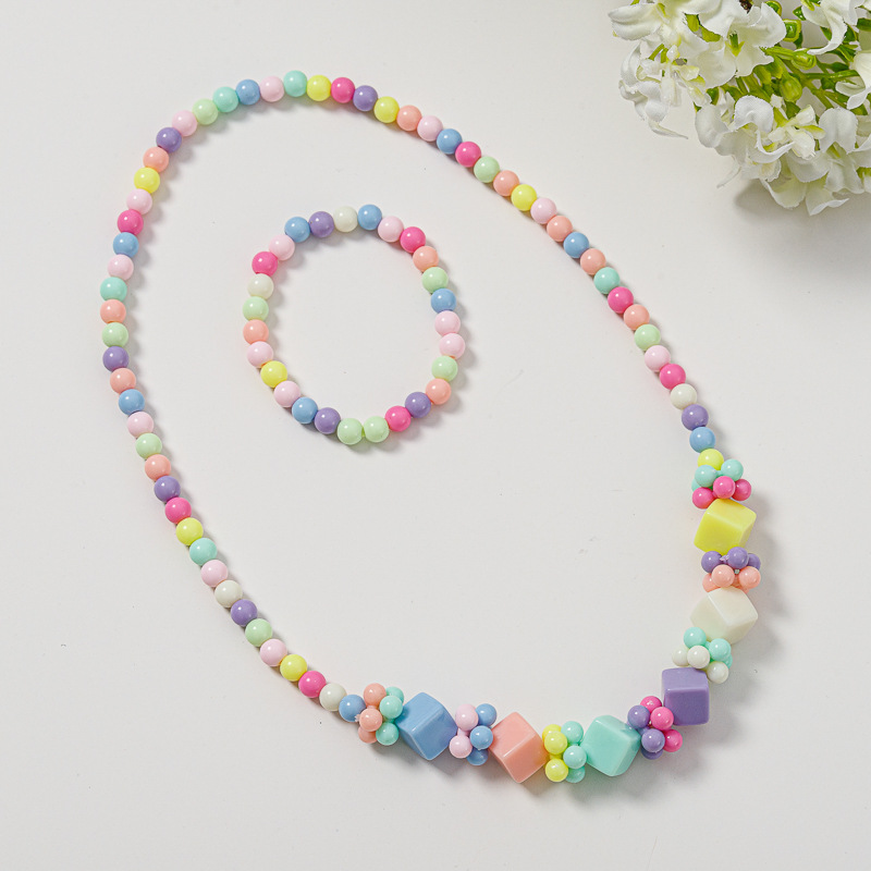 Picture of Korean version of candy color necklace children's spot jewelry beads necklace bracelet two-piece set Yiwu jewelry wholesale