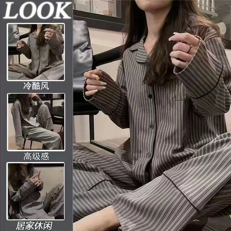 Thickened Imitation Cotton 2023 New Ins Spring and Autum Pajamas Imitation Cotton High-End Loose Pajamas Women's Suit Home Clothes