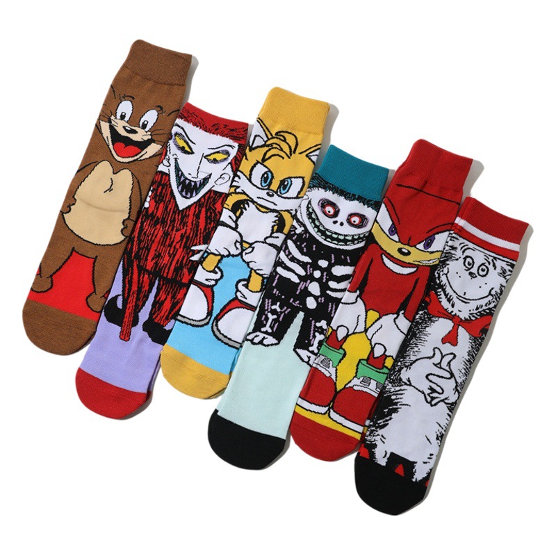 New wholesale male anime personality cartoon socks children clown mid-barrel movie socks cotton cross-border anime skateboard socks