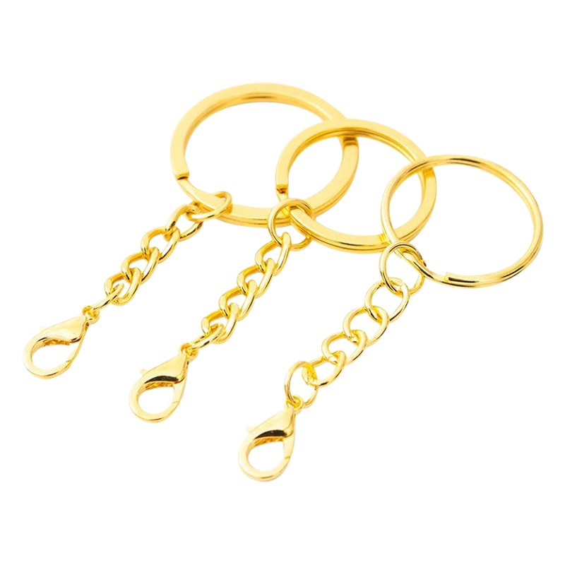 Picture of Golden Keychain Hanging Lobster Clasp Handmade Pendant Accessories DIY Car Key Chain Metal Key Ring Hanging Chain Buckle
