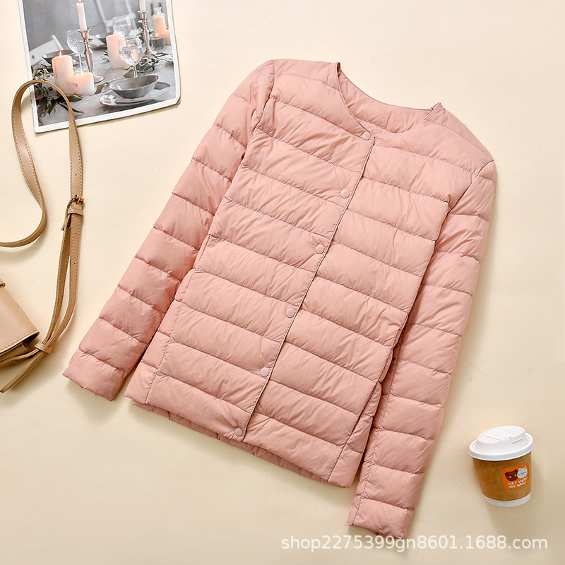 Picture of Lightweight Down Jacket Women's Short New Round Neck Thin Inner Liner Slim-fit Inner Wear Base plus size Jacket Trendy