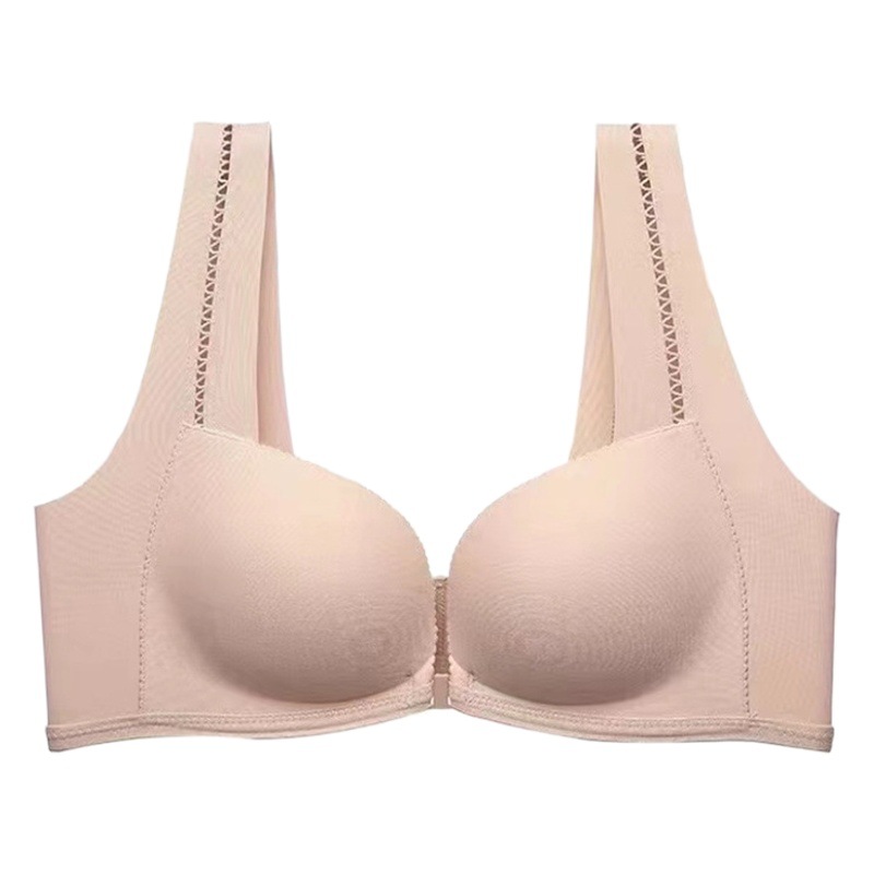 Picture of Front Buckle Traceless Underwear Women's Small Chest Push-up Top-up Anti-sagging Adjustable Beautiful Back Bra suit Red