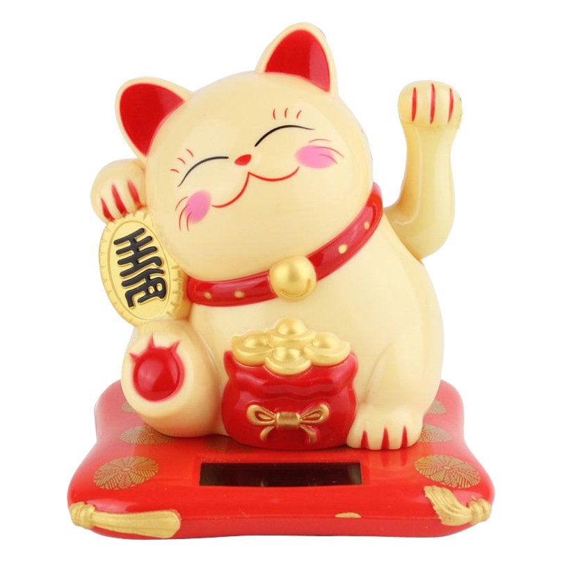 Picture of 2.5 Inch Small Solar Japanese Style Fortune Cat Waving Feng Shui Cat Car New Year Decoration Cake Baking Decoration