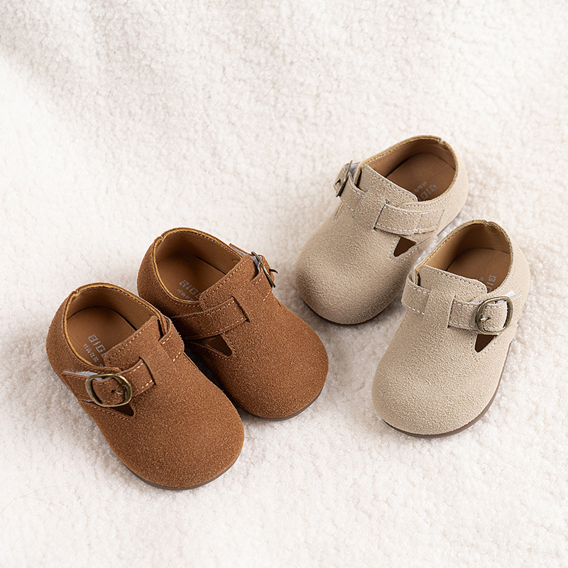 Children's Birkennedy Shoes British Style Girls' Leather Shoes Spring and Autumn New Boys' Infant Soft-soled Shoes Women's Baby's Bean Shoes