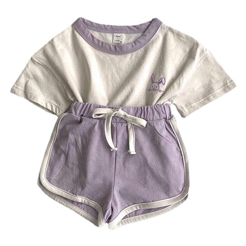 Children's Clothing Korean Style Girls Summer Thin Baby Suit Summer Baby Boy Clothes Kidsren's Summer Pure Cotton Two-Piece Set