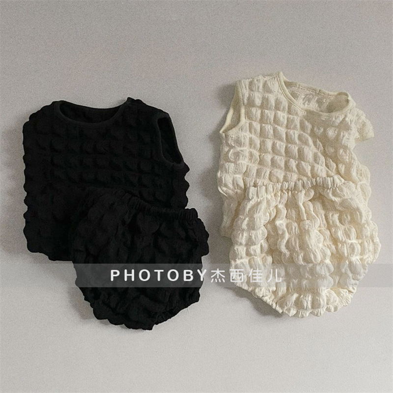 2024 Children's Clothing Ins K-Style Infant Summer Suit Male and Female Baby Fashionable Sleeveless Vest Bag Pants Suit