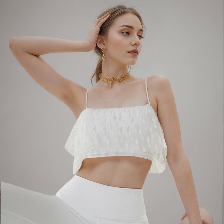 Cross-border European and American Naked Sense Fashion Sports Underwear Mesh Light Yarn Yoga Wear Thin Sling Short Top Fitness Wear