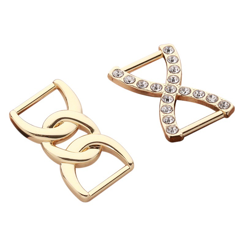 Alloy luggage accessories 8-ring diamond connection buckle double-ear pull edge silk scarf waist underwear adjustment decorative buckle