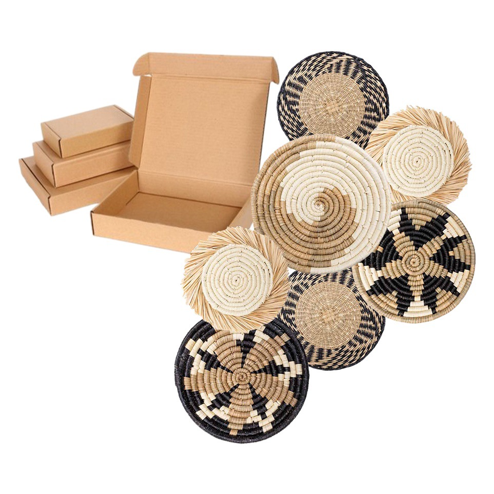 New Nordic ins Indonesia Bohemian Homestay Home Rattan Seagrass Soft Wall Hanging & Placemat Seven-Piece Set