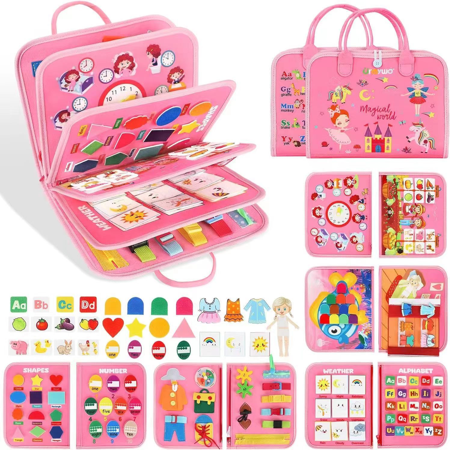 Cross-border New Felt Early Education Dressing Learning Board Children's DIY Three-dimensional Handmade Educational Toys Felt Busy Board