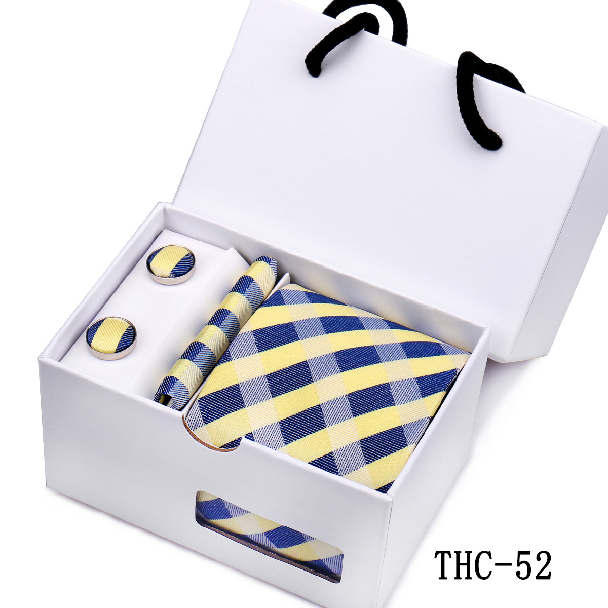 Picture of Men's Tie High Sense Gift Box 3 Pieces suit Business Dress Wedding Plaid Red Black Long Tie Shengzhou
