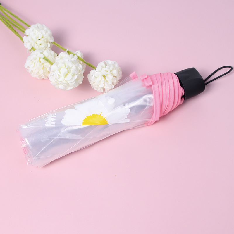 Picture of Fully Automatic Transparent Umbrella Folding 70% off Colorful Handle for Women, Logo Printable, White, Factory Direct Sales, Cross-Border Exclusive Supply