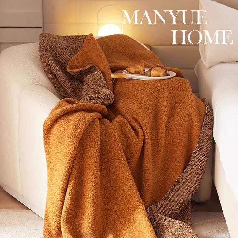 Ins Nordic Half Solid Color Blanket Knitted Sofa Office Blanket Blanket Air Conditioning Bed End Nap