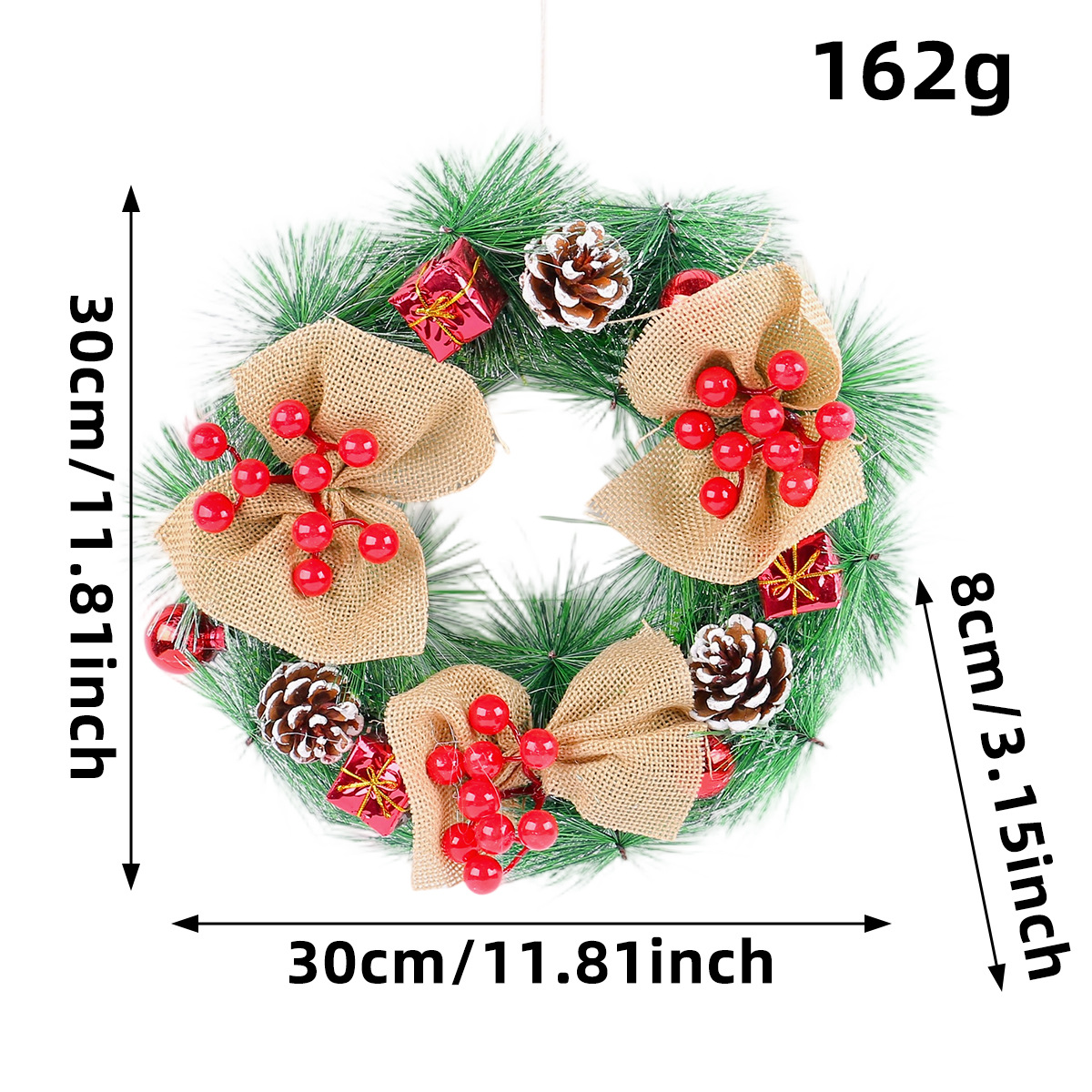 Picture of Christmas Wreath Wholesale 2022 New Simulated Wreath Christmas Decorations Handmade Wreath Door Hanging Window Decorations