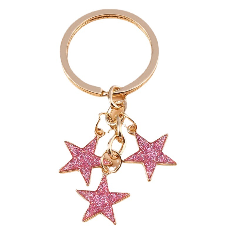 Simple Personality Sequin Five-pointed Star Keychain Sweet Star Mobile Phone Handbag School Bag Accessories Pendant