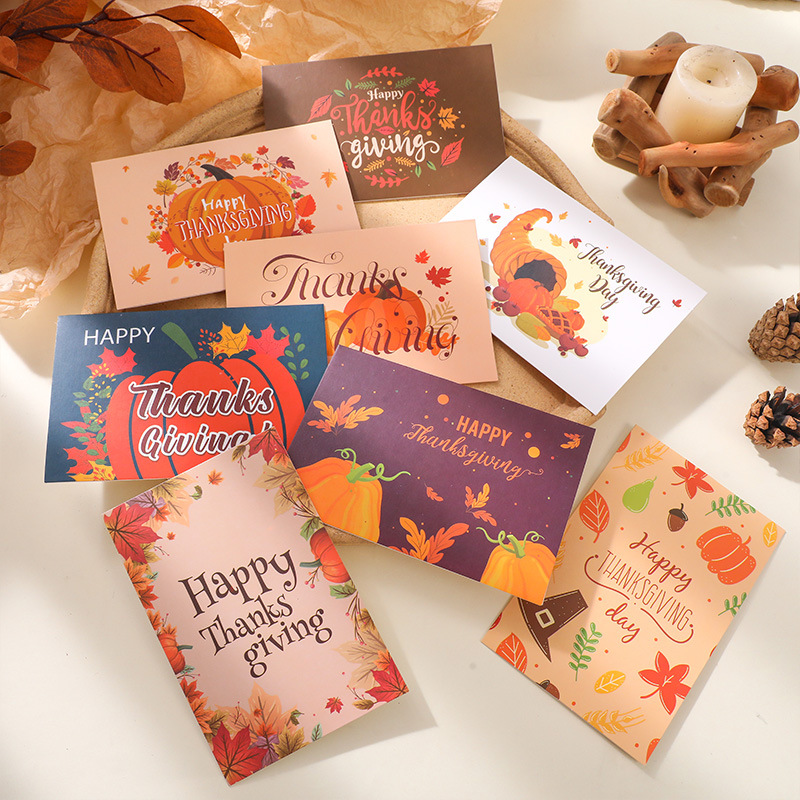 Picture of 8 sets of Amazon Thanksgiving cards Christmas suit cards Creative blessing cards with envelopes