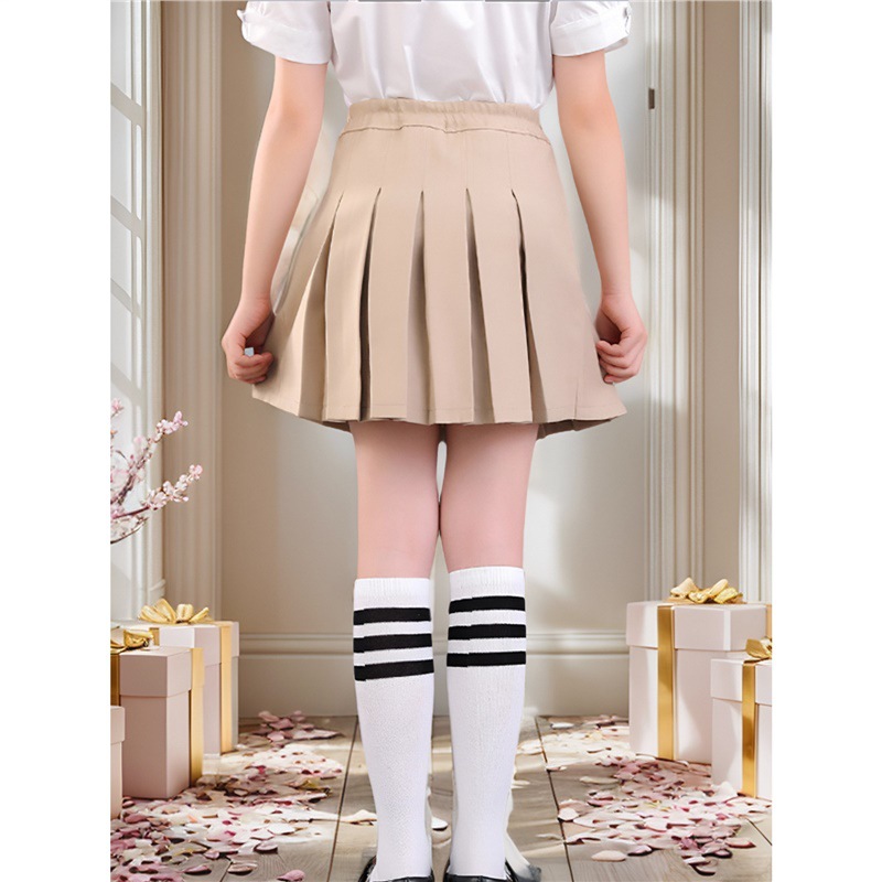 Picture of Primary School Uniform Skirt Xizang Blue khaki Pleated Skirt Children's Watch Performance Suit Academy Style Skirt A- Line Skirt