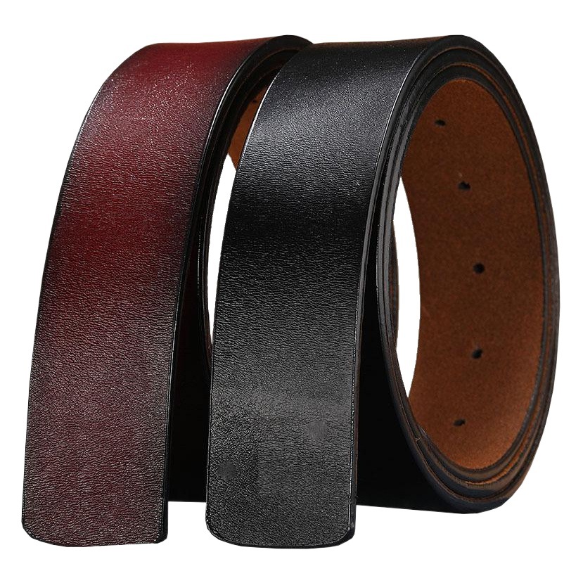 Plate Mouth Men's Genuine Leather Smooth Buckle Strip Cowhide Headless Belt Belt Men's Vintage Belt with Buckle Perforated