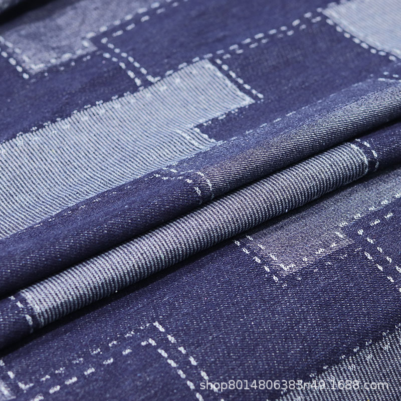 Picture of Thick Plaid Jacquard Washed Denim Fabric Clothing Fabric Jacket Jeans Fabric