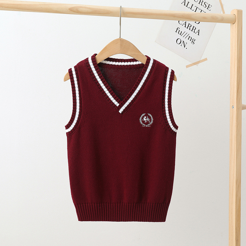Picture of Children's Knitted Vest College-style Sweater Vest Student Stylisch Pullover Vest Girls Boys White Waistle