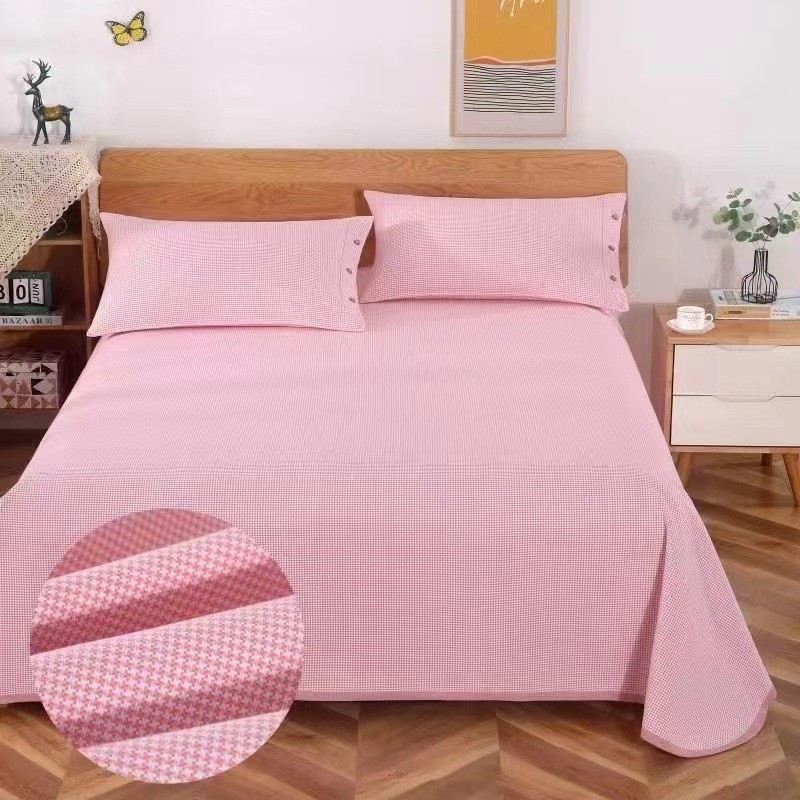 Picture of Summer Pure Cotton Coarse Cloth Cooling Mat Bed Sheet Three-Piece Set Kang Sheet Coarse Cloth Single Piece Linen Quilt Kang Sheet Houndstooth Pattern