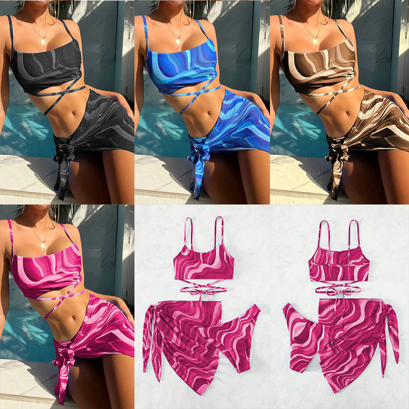 European and American hot girl style three-piece two-piece swimsuit sexy pure desire bikini cross-border foreign trade AliExpress swimsuit