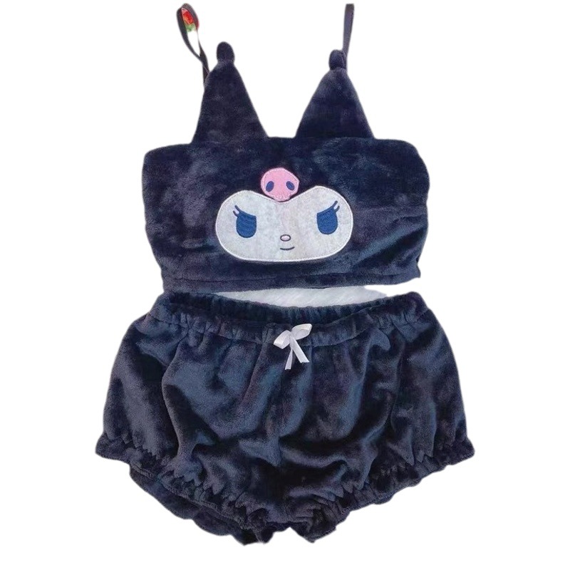 Japanese Kawaii All-match Embroidered Base Warm Clothes Coral Fleece Ears Student suit Women Autumn and Winter