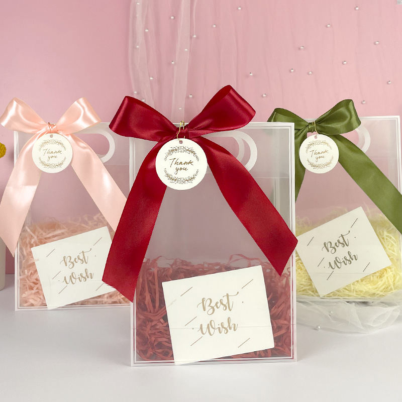 PVC Transparent Shopping Tote Bag Ins Style Holiday Wedding Packaging Makeup Accompanying Gift Plastic Candy Bag