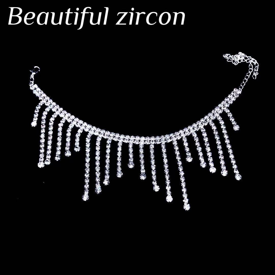 Picture of 1 piece sexy luxury rhinestone tassel bangle women's summer beach shiny crystal anklet anklet Accessories Wholesale