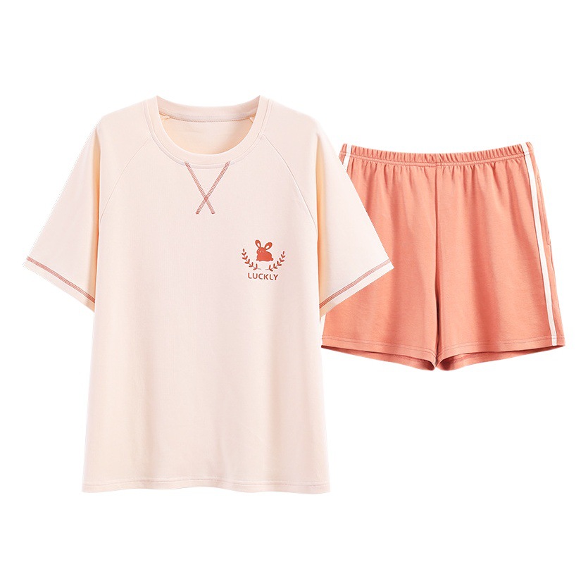 Women's pajamas with chest pad summer cotton short-sleeved shorts thin women's summer sweet outerwear homewear suit