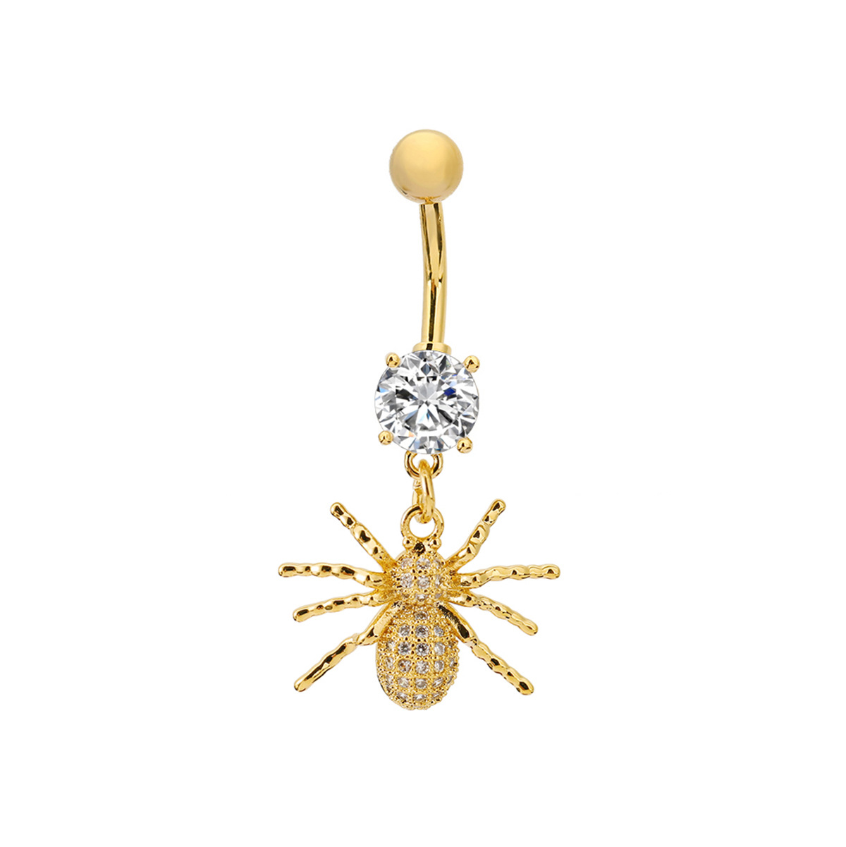 Picture of Cross-border hot-selling Halloween spider stainless steel navel nail with zircon navel ring personalized simple puncture jewelry
