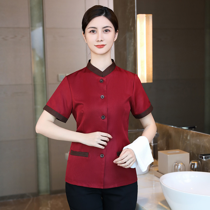 Picture of Cleaning work clothes short sleeve hotel guest room aunt PA uniform property housekeeping hospital cleaner suit summer